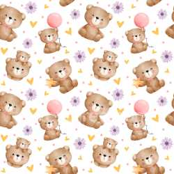 Pattern Bundle - Seamless 3D Pattern PBR Texture with Cute Bear Motifs and Playful Floral & Heart Elements texture preview
