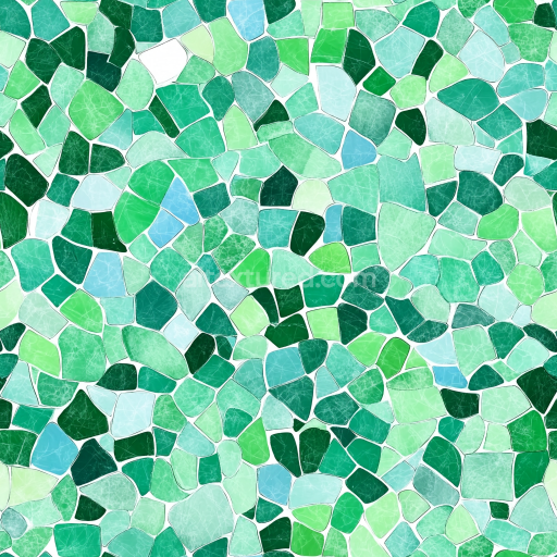 Seamless 3D mosaic PBR texture with irregular green ceramic tiles and white grout texture preview