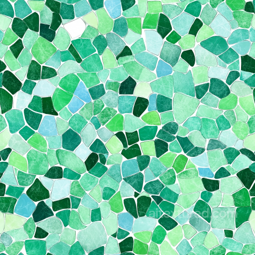mosaic PBR texture with irregular green ceramic tiles and white grout seamless Mosaic PBR texture