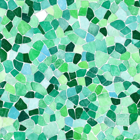 mosaic PBR texture with irregular green ceramic tiles and white grout Mosaic texture preview