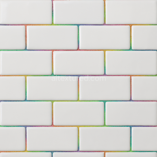 Seamless 3d texture pbr 8k subway tiles mosaic with white tiles and glossy finish