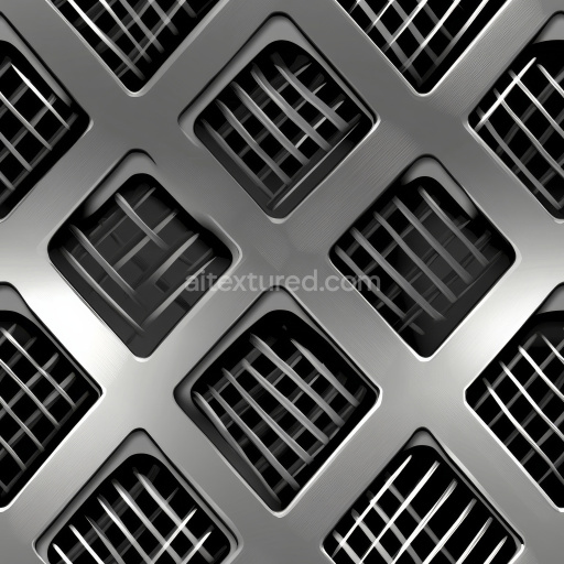 Preview — Seamless 3D Brushed Steel Metal Grate PBR Texture with Grid Pattern