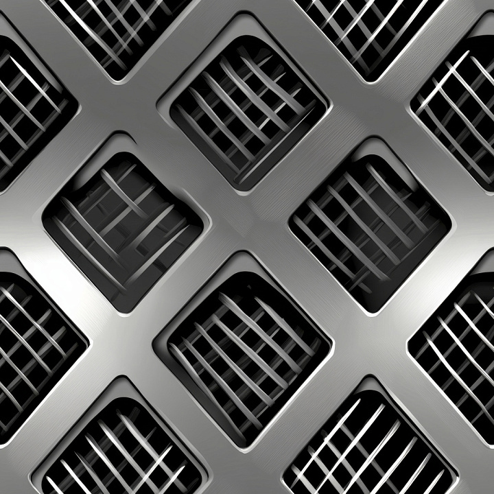 Brushed Steel Metal Grate with Grid Pattern seamless PBR texture preview