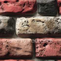 seamless Seamless 3D PBR Texture of Cracked Multicolored Brick Wall with Surface Pitting texture 8k free download PBR