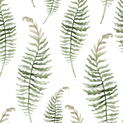 seamless Seamless 3D PBR Texture Featuring Delicate Watercolor Green Fern Leaves texture 8k free download PBR
