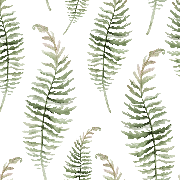 Featuring Delicate Watercolor Green Fern Leaves seamless PBR texture preview