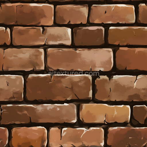 Seamless 3D PBR Texture of Cracked Brown Brick Wall with Weathered Surface