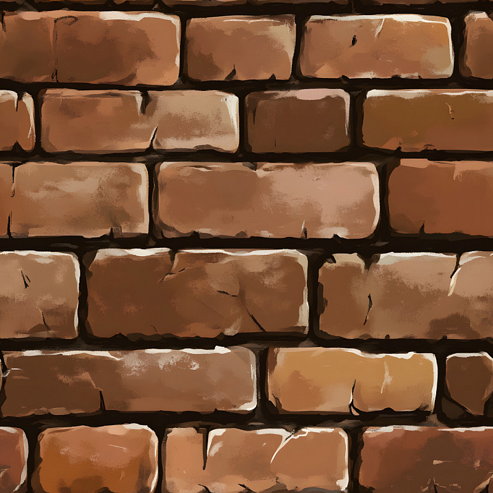 Cracked Brown Brick Wall with Weathered Surface seamless PBR texture preview