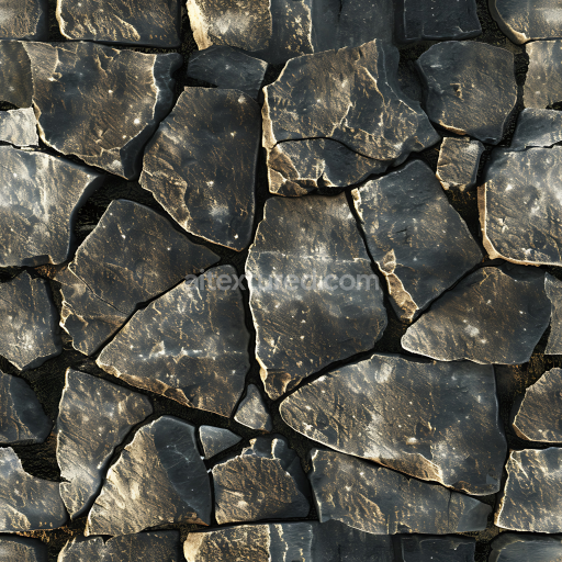 Seamless 3D Slate Rock Ground PBR Texture with Rough, Weathered Flats