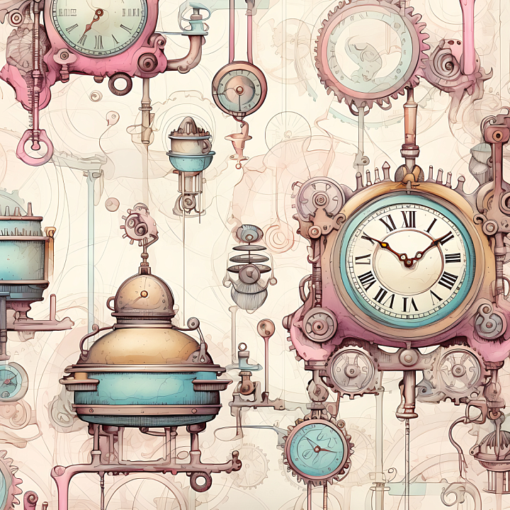 Featuring Vintage Steampunk Clockwork Illustrations seamless PBR texture preview