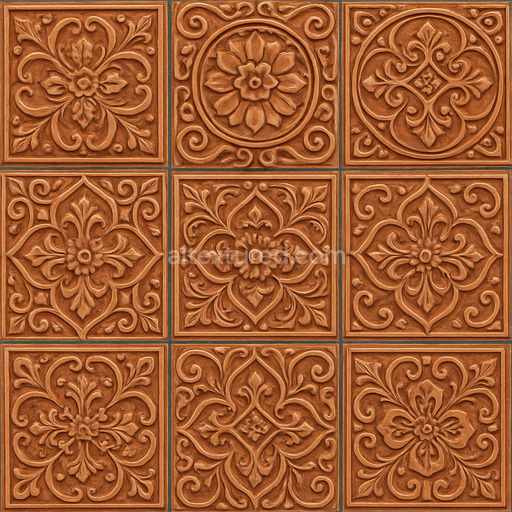 Ornate Terracotta Tile Texture Seamless 1024X1024