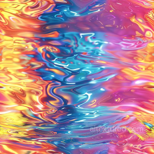 Seamless 3D PBR Texture of Glossy Multicolor Liquid Waves and Reflections texture preview