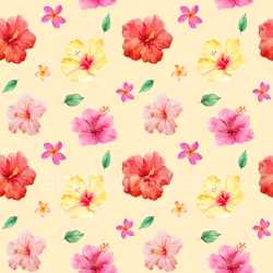 Pattern Bundle - Seamless 3D Pattern PBR Texture Featuring Watercolor Hibiscus and Plumeria Flowers on Sof… texture preview