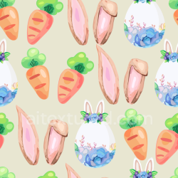 seamless Seamless 3D PBR Digital Paper Texture with Easter Carrots and Floral Eggs texture 8k free download PBR