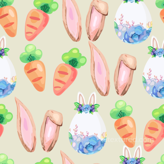 Digital Paper Texture with Easter Carrots and Floral Eggs All Christmas Digital paper texture preview