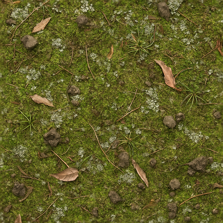 Mossy Ground Surface For Natural Forest Floor Scenes seamless PBR texture preview