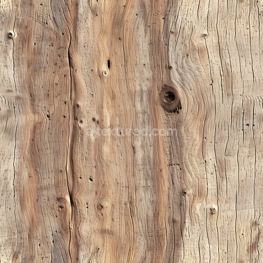Seamless 3D Weathered Pine Wood PBR Texture with Natural Knots and Grain