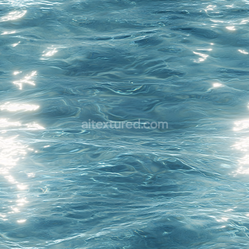 Seamless 3D PBR Texture of Realistic Clear Ocean Water Surface with Gentle Waves and Sunlight Reflections