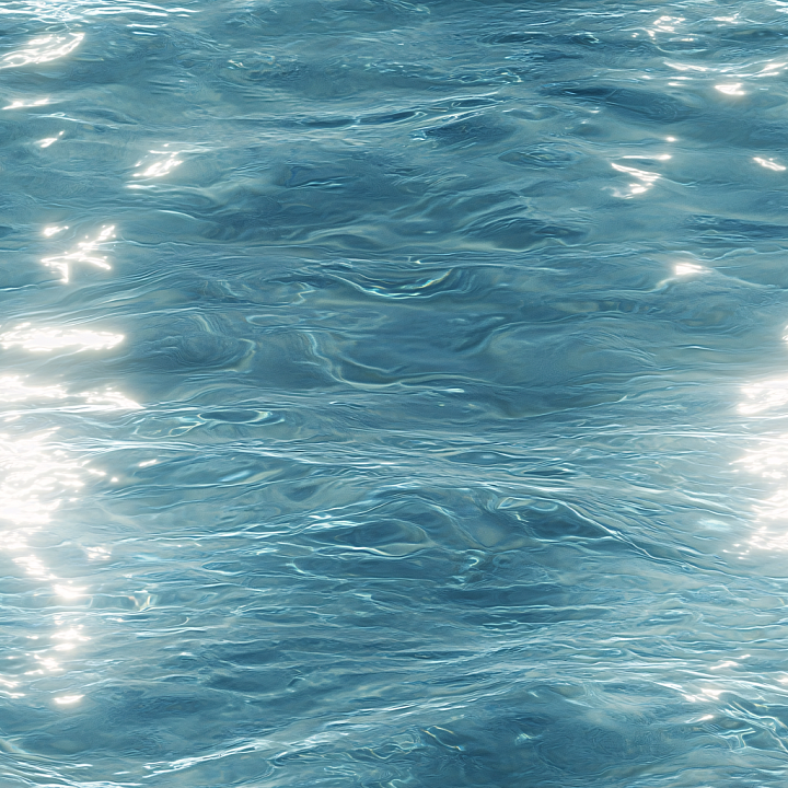 Realistic Clear Ocean Water Surface with Gentle Waves and Sunlight Refl… seamless PBR texture preview