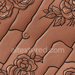 seamless Seamless 3D Embossed Floral Pattern Leather PBR Texture in Warm Tan texture 8k free download PBR