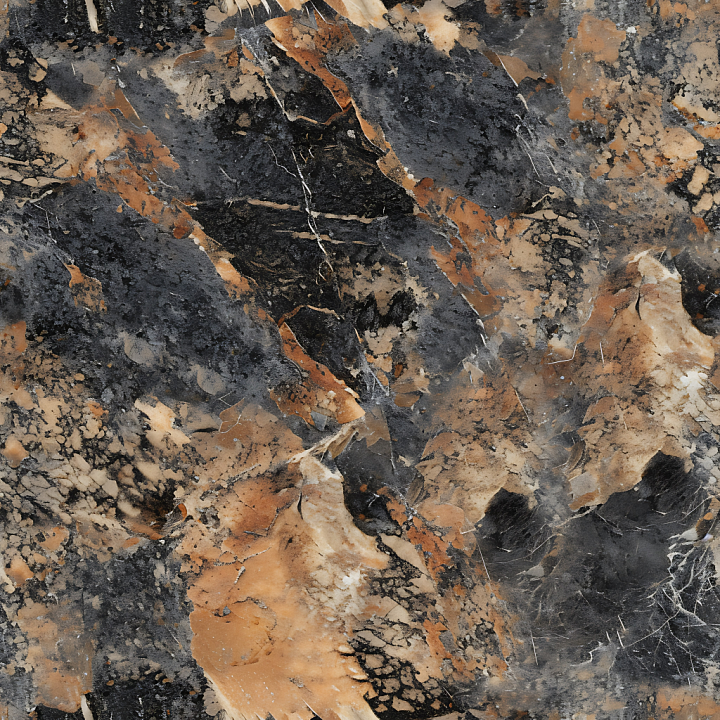 Marble Stone Featuring Black, Orange and Beige Veins seamless PBR texture preview