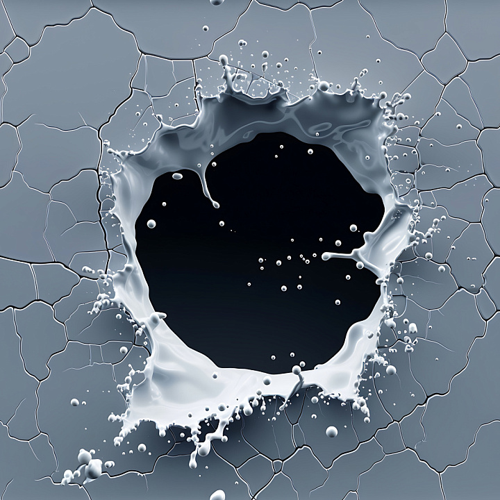 Cracked Paint With Large Splash Hole And Fine Fissures seamless PBR texture preview