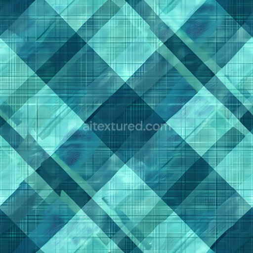 Seamless 3D Metal PBR Texture with Teal Plaid Pattern and Subtle Grunge