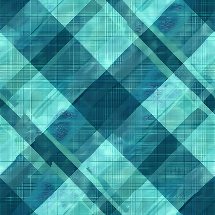 Plaid Featuring Layered Blue Geometric Patterns seamless PBR texture preview