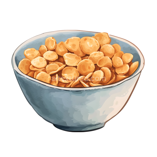 Preview — Breakfast Bowl with Rye Flakes Cereal in Blue Ceramic Bowl Illustration