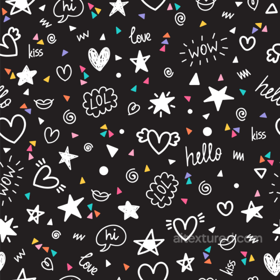 with Playful White Doodles on Black Background Birthday texture preview