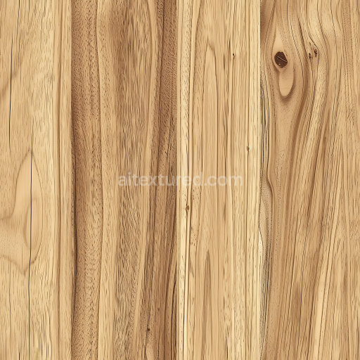 Seamless 3D Hickory Wood PBR Texture with Natural Grain and Knots