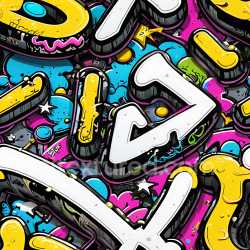 seamless Seamless 3D PBR Graffiti Texture Featuring Vibrant Cartoon-Style Letters texture 8k free download PBR