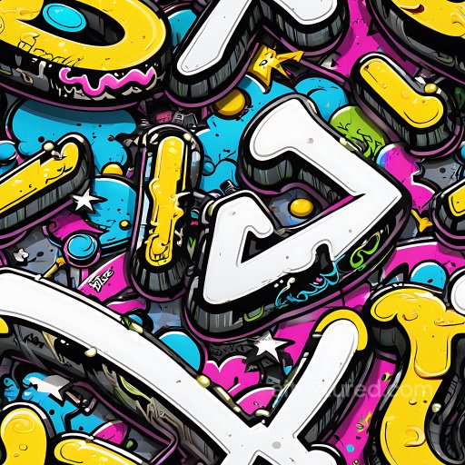 Seamless 3D PBR Graffiti Texture Featuring Vibrant Cartoon-Style Letters texture preview