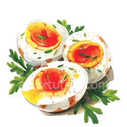 seamless Watercolor Deviled Eggs Breakfast Clipart with Fresh Herbs texture 8k free download PBR