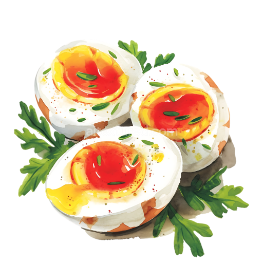Watercolor Deviled Eggs Breakfast Clipart with Fresh Herbs