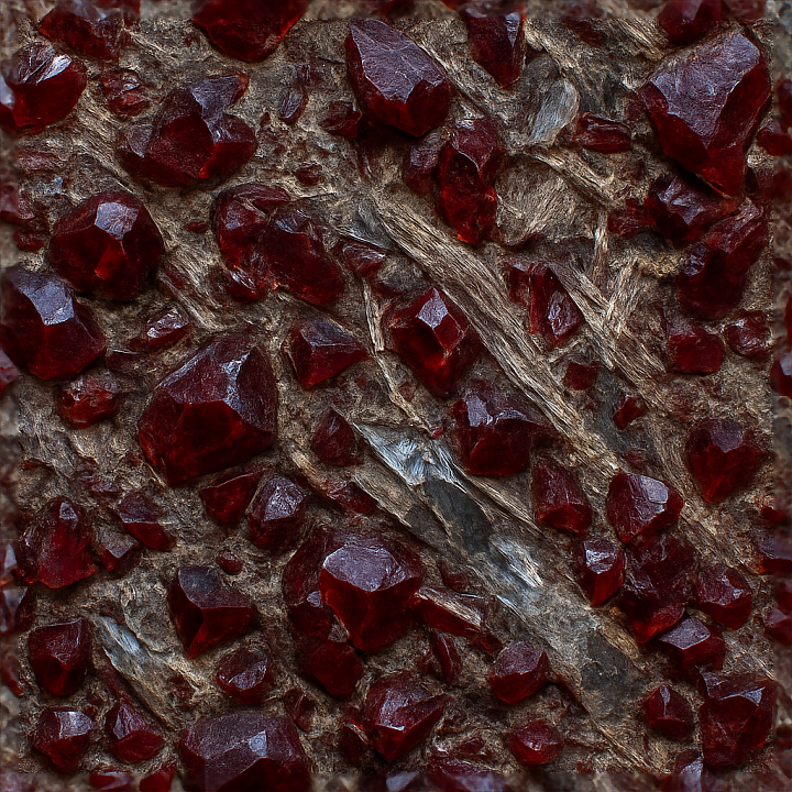 Of Raw Garnet Rough Stone With Deep Red Crystal Shards And Natural Mine… seamless PBR texture preview