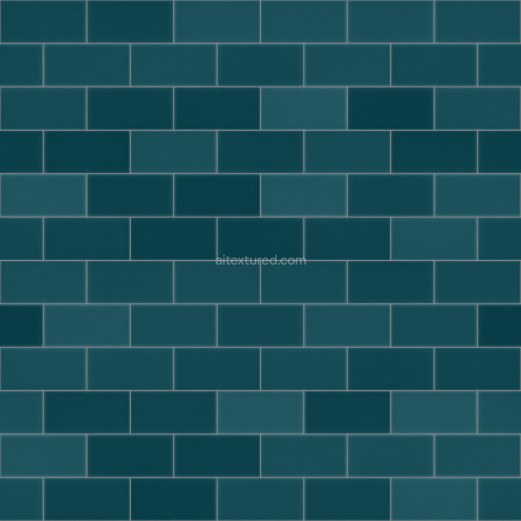 Seamless blue tiles PBR texture for 3D applications