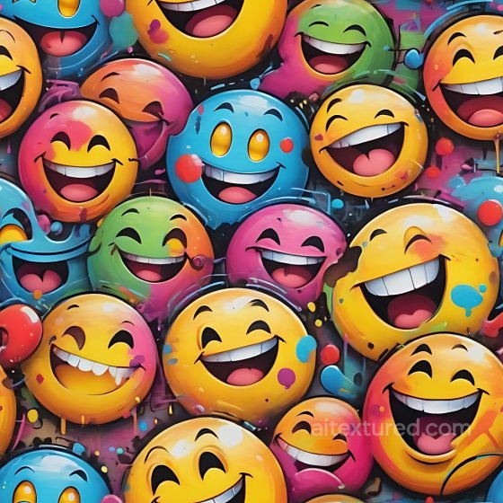 Featuring Vibrant Laughing Emoji Graffiti Art Graffiti texture preview