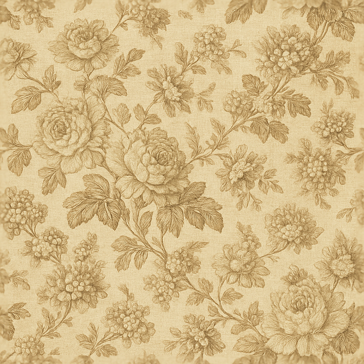 Classic Toile Floral Wallpaper With Textured Woven Silk Sheen Finish seamless PBR texture preview