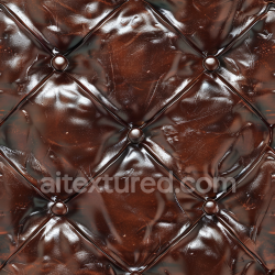 seamless Seamless 3D PBR Glossy Quilted Brown Leather Texture with Button Tufting texture 8k free download PBR