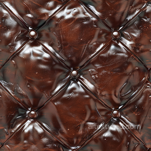 Glossy Quilted Brown Leather Texture with Button Tufting seamless Leather PBR texture