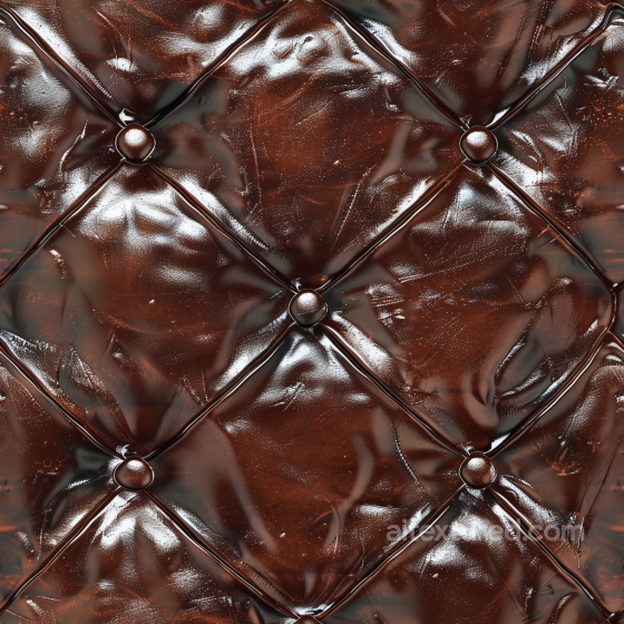 Glossy Quilted Brown Leather Texture with Button Tufting Leather texture preview