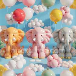 seamless Seamless 3D Inflated PBR Texture with Glossy Balloon Animal Pattern in Pastel Colors texture 8k free download PBR