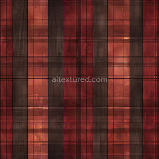 Seamless 3D PBR Texture of Warm Red and Brown Plaid Fabric