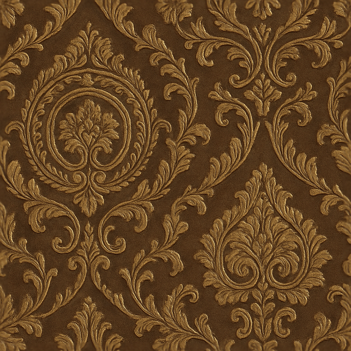 Wallpaper With Baroque Medallion And Velvet Finish Embossed Pattern seamless PBR texture preview