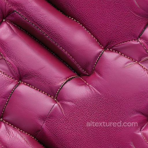 Quilted Purple Leather Upholstery Texture with Fine Grain and Detailed Stitching seamless Leather PBR texture