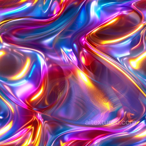 Seamless 3D PBR Texture of Glossy Iridescent Rippled Fabric with Vibrant Colors texture preview