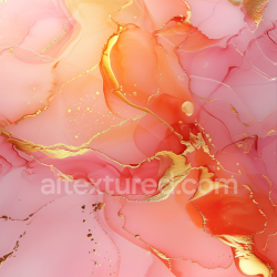 seamless Seamless 3D Alcohol Ink PBR Texture with Warm Coral Hues and Gold Veining texture 8k free download PBR