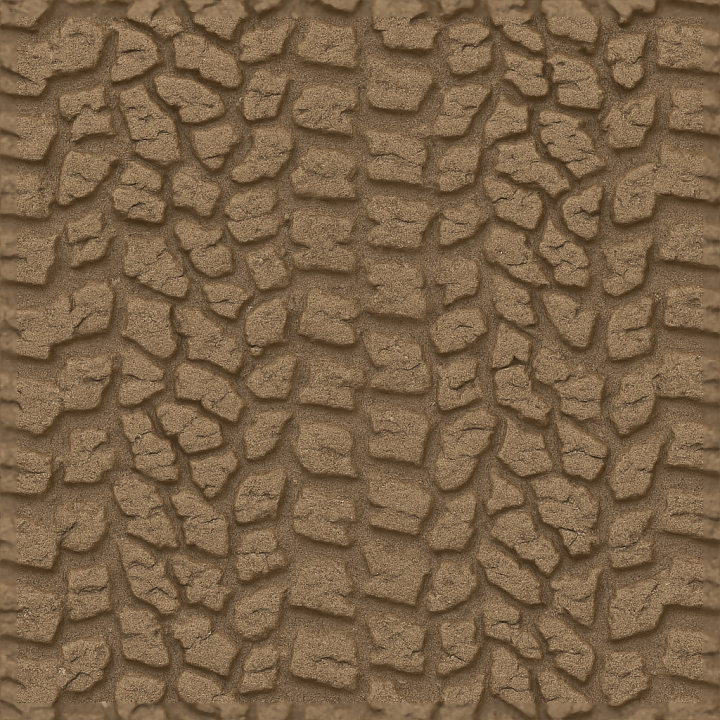 All Terrain Tire Print On Sand Print With Knobby Tread And Wet Sand Eff… seamless PBR texture preview