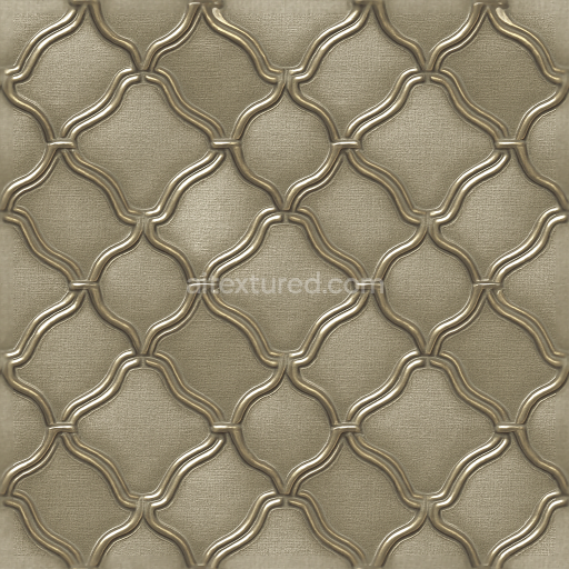 Seamless 3d texture pbr 8k wallpaper with art deco quatrefoil embossed silk weave